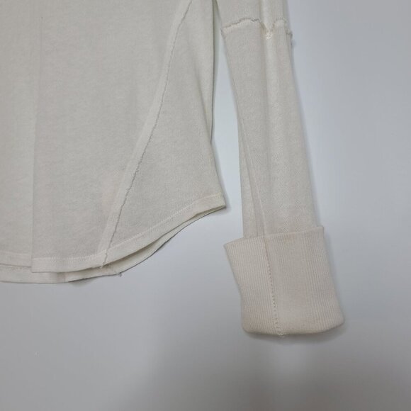 Free People Military Mix Henley Long‎ Sleeve Top Cream Combo Size Small NWT - Picture 3 of 11